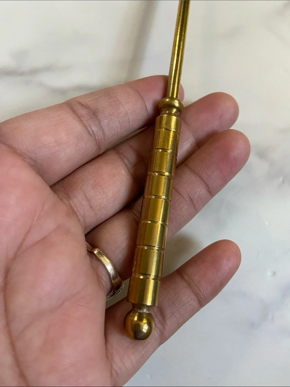 Vintage Brass Candle Snuffer with Long Handle - Classic Home Bath Accessory